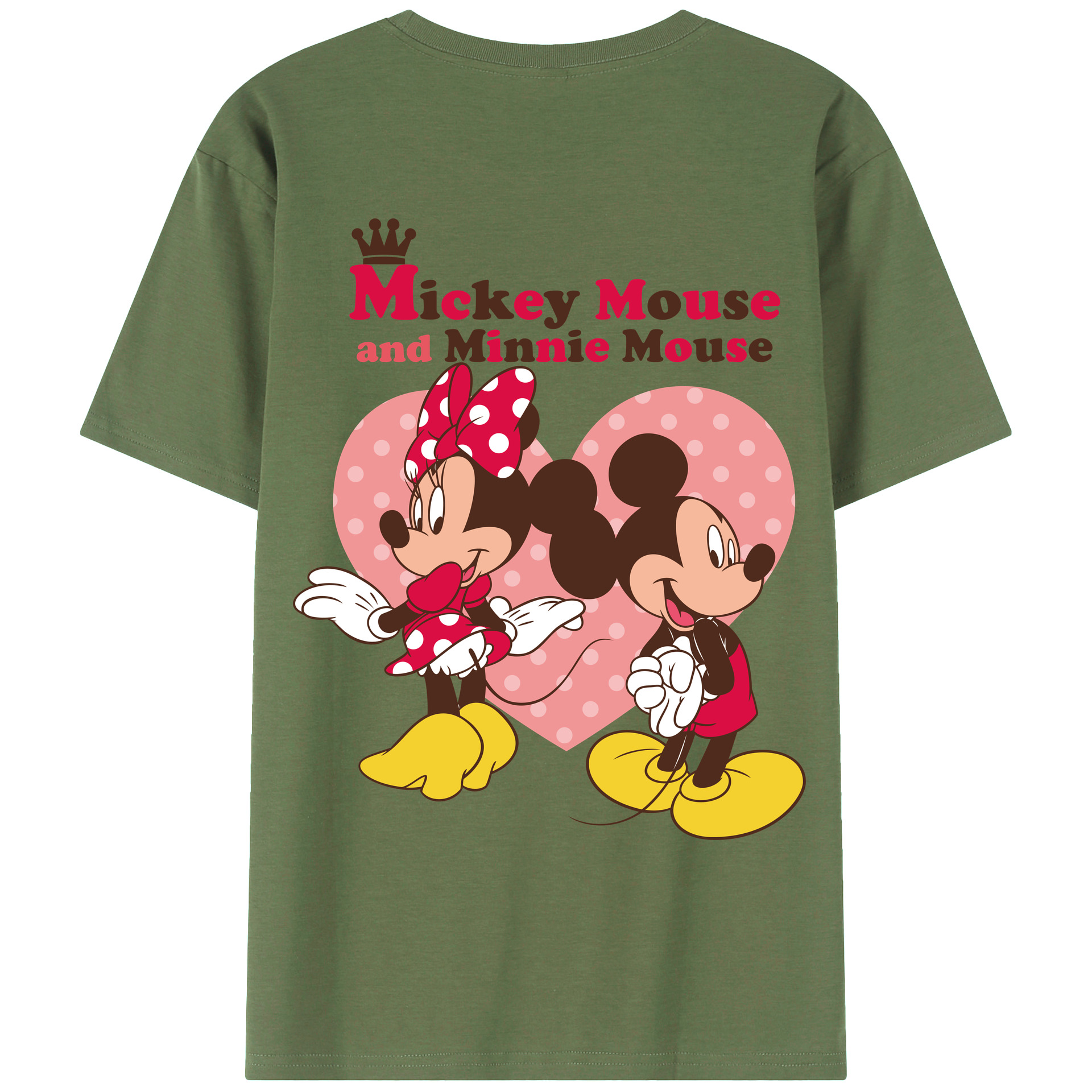 ミッキーマウス Mickey Mouse 綿100％ メンズ半袖Tシャツ（バックプリント） 通気性